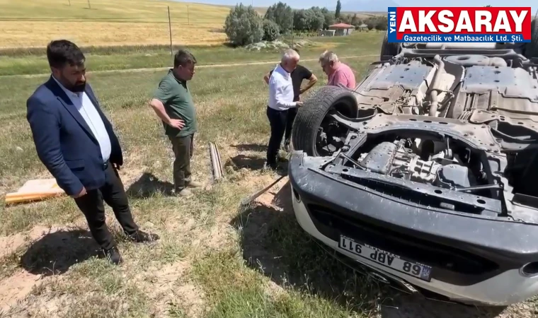  Takla atan araçtaki sürücünün yardımına vali ve başkan koştu