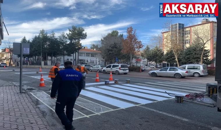 Ortaköy’de yol çizgi çalışması yapıldı