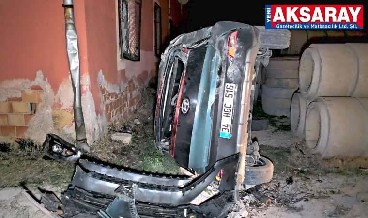 Yoldan çıkan otomobil 200 metre sürüklendi