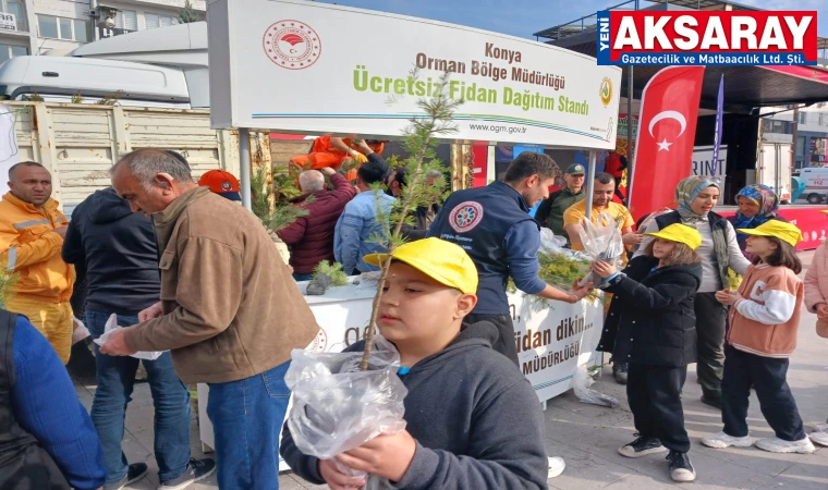 Meydan da ücretsiz fidan dağıtımı