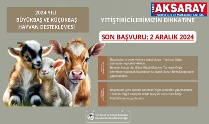 Hayvancılık destekleme başvurusu 2 Aralık’ta sona eriyor