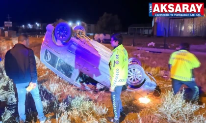 Takla atan aracın sürücüsü kaçtı