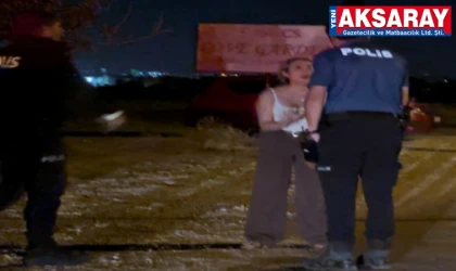 Darp edilen kadını polis kurtardı