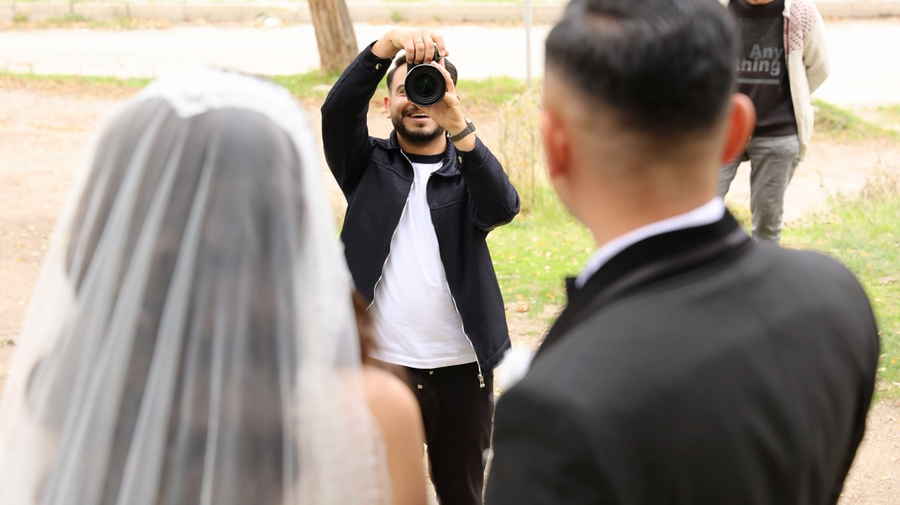 Gelin ve damatların fotoğraf platosu