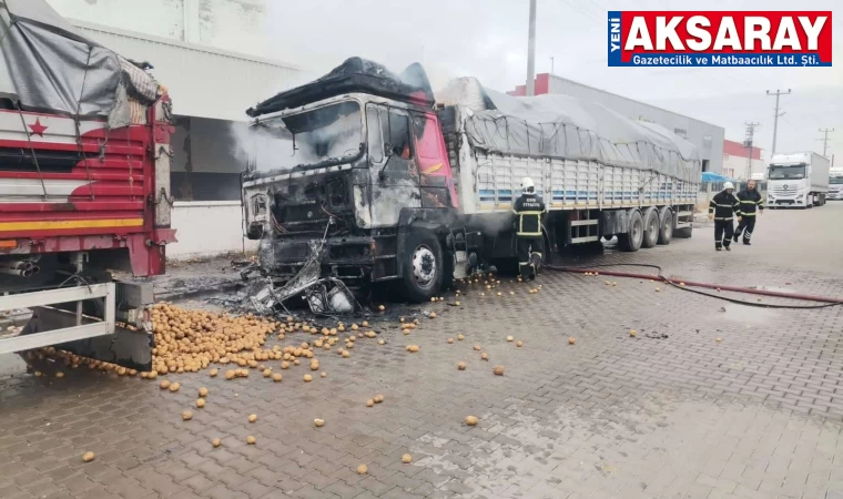 Tır yandı kül oldu