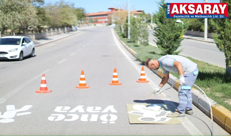 TOKİ Bölgesi yolları yaya çizgileri belirleniyor