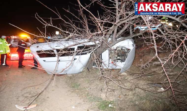 Otomobil ağaca çarparak durabildi