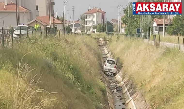 Otomobil sulama kanalına düştü