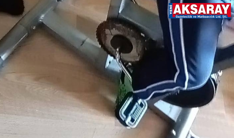 Spor yaparken ayağı pedala sıkıştı