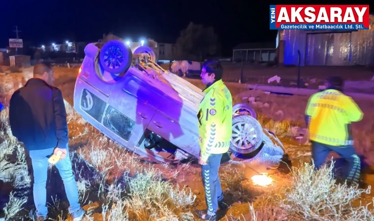Takla atan aracın sürücüsü kaçtı