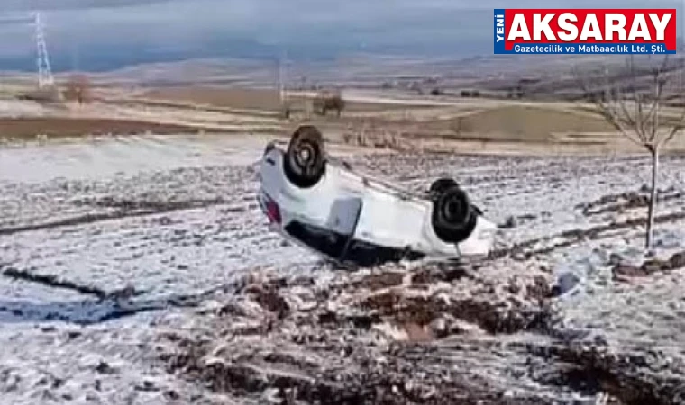 Kontrolden çıkan araç tarlaya uçtu