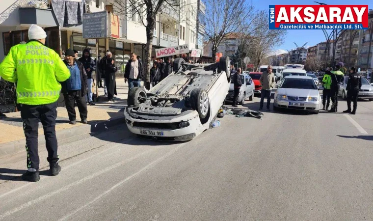 Kontrolden çıkan otomobil takla attı