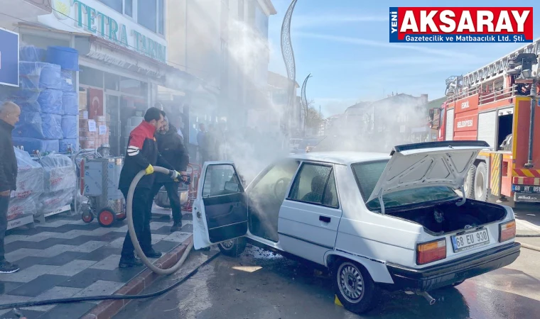 Araçta yangın paniği