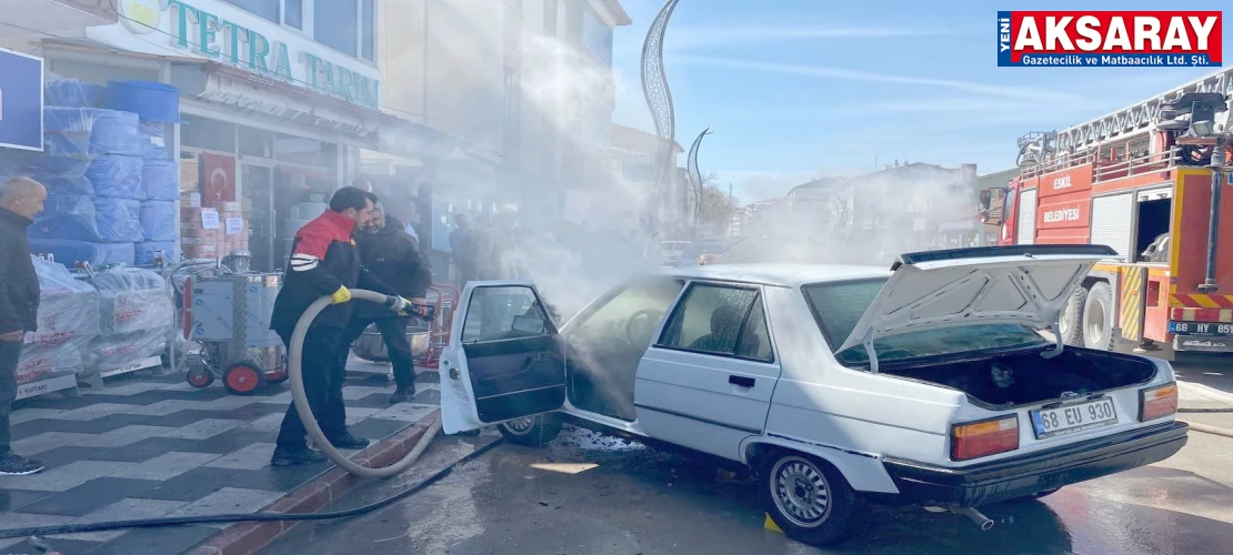 Araçta yangın paniği