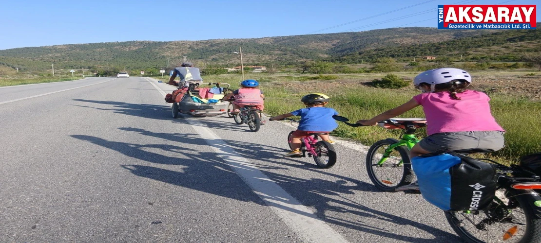 Bisikletle dünya turuna çıkan Fransız aile Aksaray’dan Konya’ya ulaştı