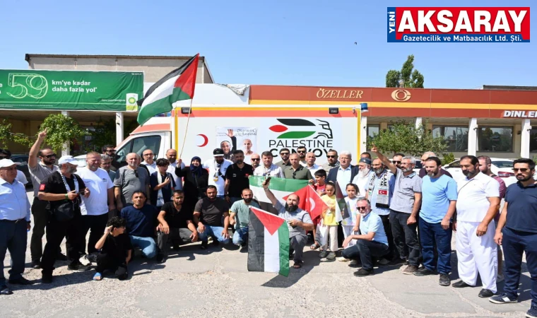 Filistin konvoyu Aksaray’da karşılandı