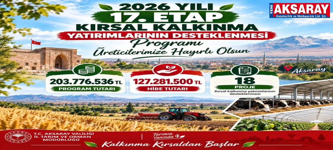 AKSARAY TARIMINA DEV DESTEK Kırsal Kalkınma Hibe Programı açıklandı