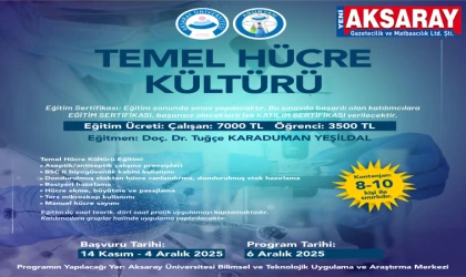 Temel Hücre Kültürü Eğitimi için başvuru bekleniyor