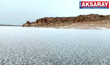 Mamasın baraj göleti dondu