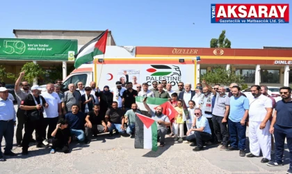 Filistin konvoyu Aksaray’da karşılandı