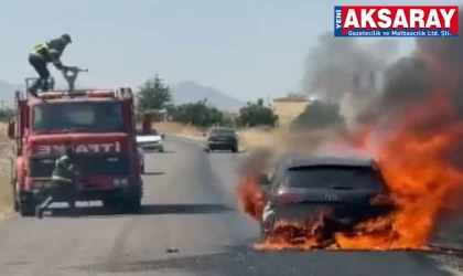 GÖKLER YAYLASI GİRİŞİNDE  Araç yangını korkuttu