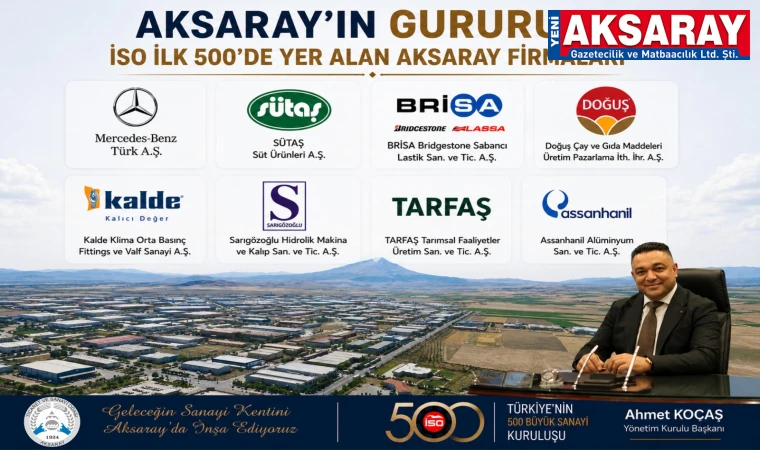 AKSARAY’IN GURURU 8 Firma İSO ilk 500’de yer aldı