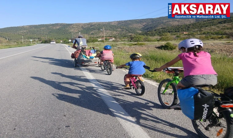 Bisikletle dünya turuna çıkan Fransız aile Aksaray’dan Konya’ya ulaştı