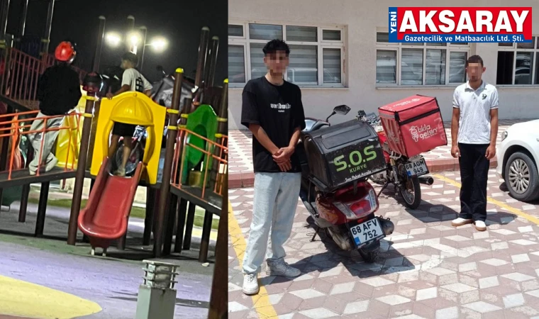ŞOK EDEN GÖRÜNTÜLER Oyun parkına motosikletle çıktılar