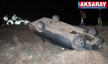 Otomobil şarampole takla attı